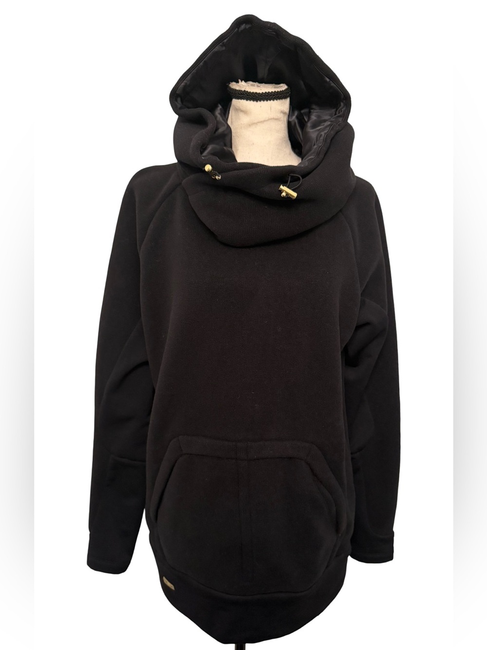 RLX Ralph Lauren Black Cowl Neck Hooded Pullover Sweatshirt Tunic Women’s Large